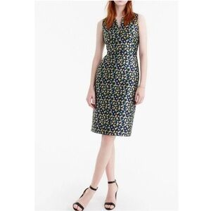 J Crew Sheath Jacquard Lemon Dress size 2